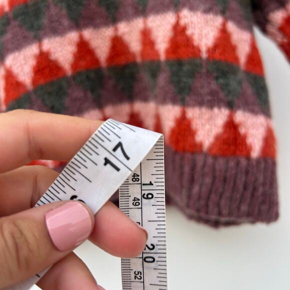 Zara Puff Shoulder Mohair Sweater Small Purple Patterned Holiday Pullover - Picture 10 of 10